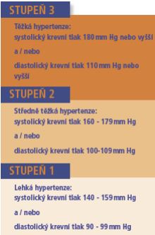 Rozdělení vysokého krevního tlaku do stupňů závažnosti Rozdělení vysokého krevního tlaku do stupňů závažnosti